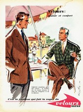 Publicité Advertising 028  1956  Velours coton   costume homme