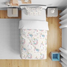 Housse de Couette Licorne 90x190cm Enfant Parure de Lit en Microfibre Housse ...