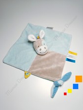 Doudou Plat Carré Tim Et Tiloo Âne Gris Beige Bleu Blanc Attache Tétine - Nattou