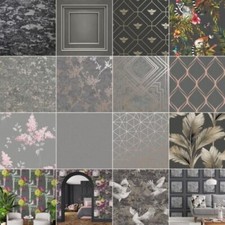 Gris Foncé Charbon Peint - Choisissez Design - Floral Geo Bois Panneau Tropical