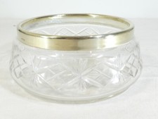 Coupe Saladier en cristal taillé monture en metal argenté EPNS