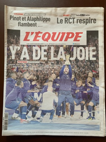 Equipe journal 09 2018 - l'equipe, 10/09/2018