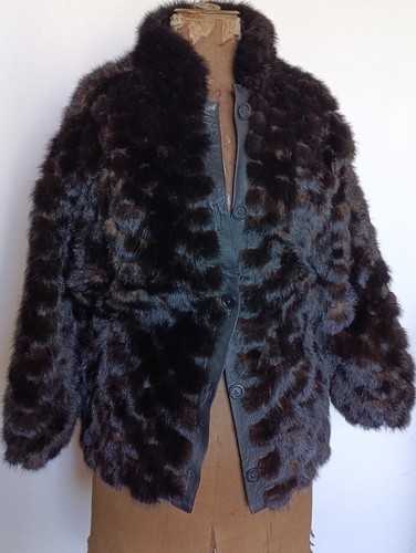 Veste fourrure damier vison