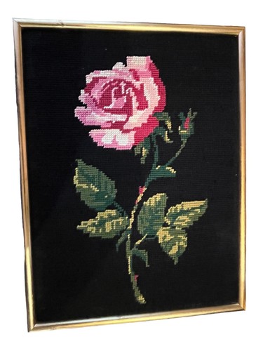 Ancien canevas rose bouquet - ancien,