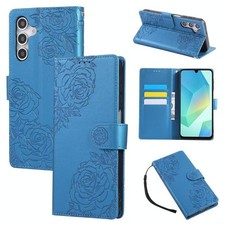 Étui en cuir bleu avec 3