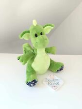 Peluche/Doudou Dragon Vert Bleu Marine Blanc Fleur 23cm Alice Et Les Pitchounes