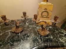 Paire De Bougeoirs De Style LOUIS XV en Bronze Époque Fin XIX Ème S 