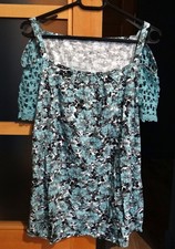 Haut Bleu / Noir - Motifs fleurs - taille 42/44