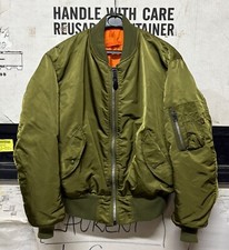 GENUINE US ALPHA INDUSTRIES JACKET FLYERS MAN MA-1 OLIVE MADE IN USA LARGE