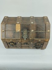Boîte En Bois Coffre Aux Trésors Pirates Vintage Tête De Lions A Rénover