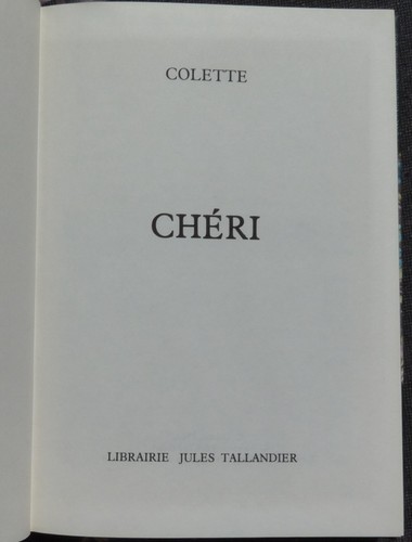 Chéri colette librairie jules - colette,