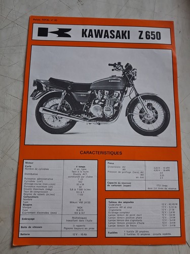 Kawasaki z650 650 - z, fiche