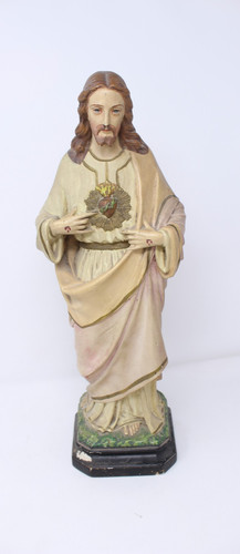Ancien christ platre peint - ancien,