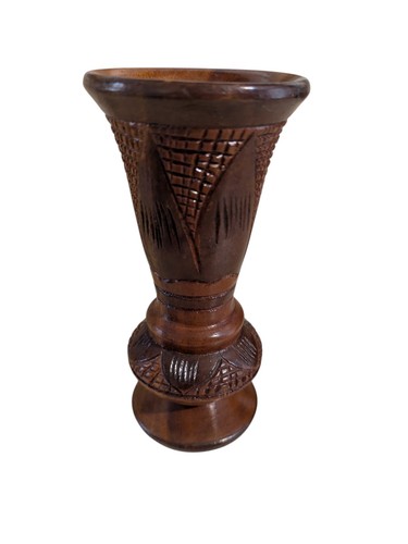 Hand carved wooden vase - vase, floral