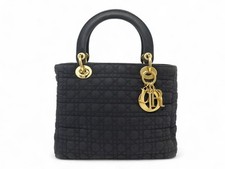 VINTAGE SAC A MAIN CHRISTIAN DIOR LADY MEDIUM TOILE CANNAGE NOIR HAND BAG 4400€