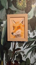 Portrait de Renard Fox  Zorro Volpe aux pastels secs signé J.Trouvé 