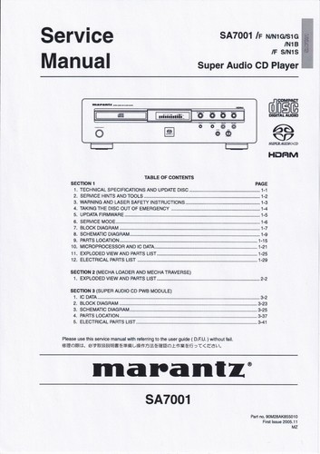 Service manuel instructions - manuel, d'instructions