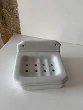 ANCIEN PORTE SAVON MURAL 1940 FAIENCE BLANCHE ART DECO VINTAGE SALLE DE BAIN