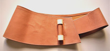 1980s Assymetrical Shape Low Waist/ Hip Leather Belt Size S/M - Made in FRANCE