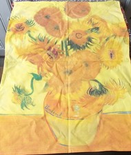 TORCHON IMPRIME FANTAISIE EN COTON LES TOURNESOLS DE VINCETN VAN GOGH