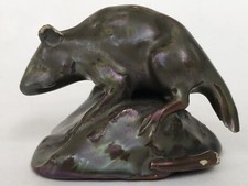 Ancienne SCULPTURE SOURIS signée CANNES en CERAMIQUE irisée no MONTIERES MASSIER