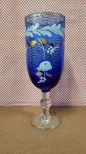 VASE OU GRAND VERRE BLEU DECOR