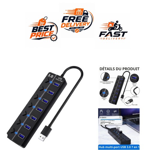 Hub usb ports alimenté - hub, 7