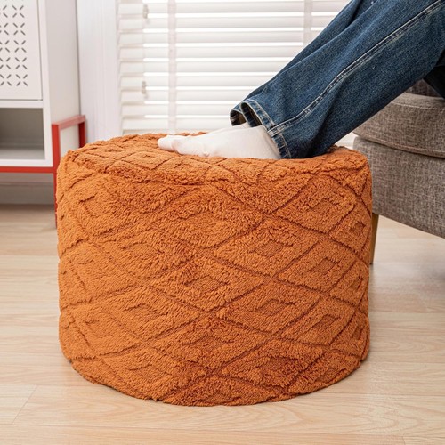 Fluffy round ottoman pouf - fluffy,