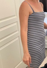 Robe tube près du corps été bleu blanc Hollister M rayures