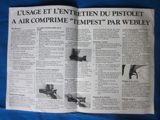 Notice papier d'origine - WEBLEY pistolet à air comprimé TEMPEST