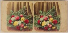 Nature Morte Fleurs Photo Stereo colorisée PL55L1n Vintage Albumine c1865