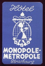 ancienne étiquette publicité valise suitcase Hôtel MONOPOLE METROPOLE STRASBOURG