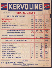 AUBERVILLIERS (93) USINE d'HUILES GRAISSES Kervoline "QUERVEL" Tract Tarifs 1936