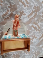 vintage : dérouleur papier wc humoristique "vieille sur le pot"