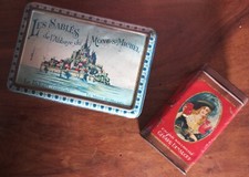 2 anciennes boîtes pub tôle