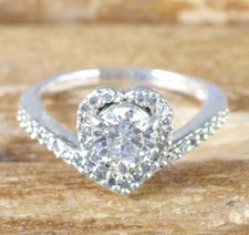 1.19 CT Forme Coeur Rond Blanc Diamant Solitaire Certifié Femme Birthday Bague