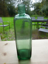 RARE bouteille à pans carré verre soufflé bleu Gresigne antique square bottle