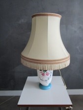 Pied de lampe lyre ancien en faience et bronze