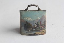 Ancienne cloche peint paysage Souvenir Montagne Suisse (62457)
