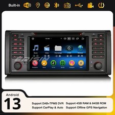 DSP Android 14 DAB+ Autoradio Navi 8-Cœur CarPlay 64Go Canbus BMW Série 5 E39 M5