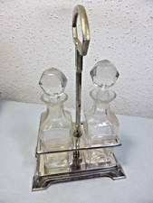 Ancien serviteur à condiments  huile vinaigre  art déco ensemble de burettes 