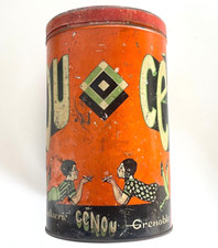 Ancienne boîte publicitaire en tôle litho CENOU - Confiserie CEMOI 1930 - H25CM