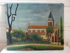 C.UBERTI huile sur toile "Vue d'église" signée datée 1942 