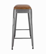 Tabouret Altro De Comptoir En Style Industrial Siège Brun Acier Vintage