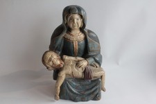 Ancienne Sculpture bois polychrome Pieta Vierge de Piété (70713)