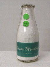 TRPP Milk Bottle Green Meadows Brand Dairy Buffalo NY ERIE COUNTY 1957