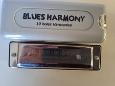 harmonica blues harmony 10 trous diatonique + etui fuzeau -lot complet debutant