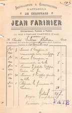 1904 INSTALLATION ET CONSTRUCTION D APPAREILS DE CHAUFFAGE JEAN FARINIER A C