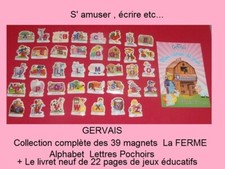 Collection complète GERVAIS La Ferme 39 Magnets Alphabet et  Livret d' Activités
