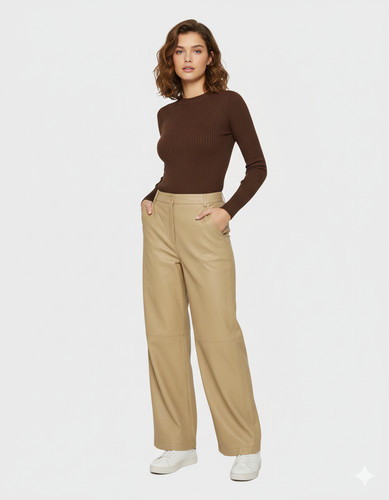 Véritable cuir agneau beige - cuir,